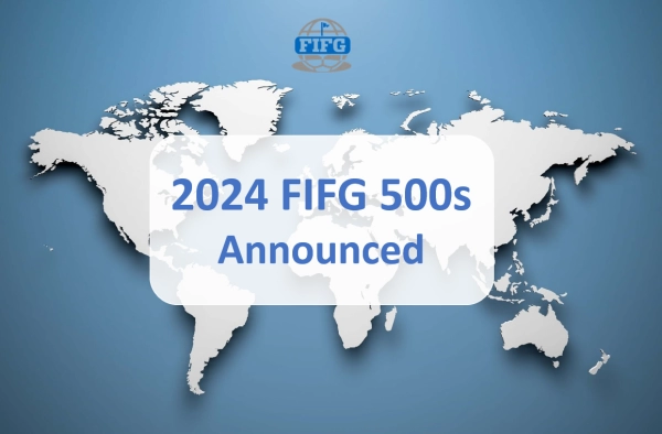 World map image with the FIFG logo and text "2024 FIFG 500s Announced" overlaid, promoting FootGolf tournaments.
