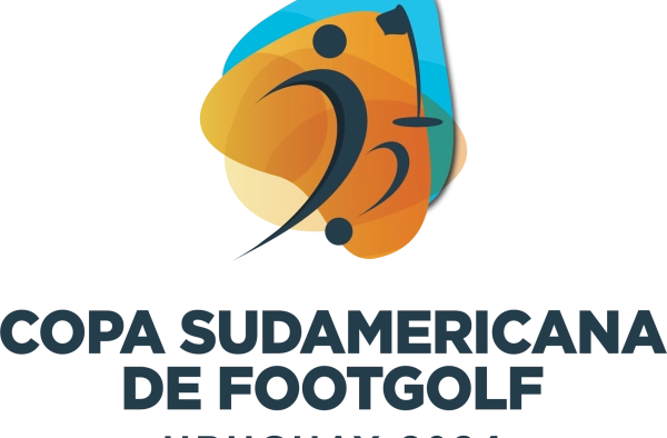 Copa Sudamericana de FootGolf tournament logo featuring a stylized ball and golfer silhouette.