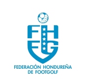 A square blue logo of the Honduras FootGolf Federation.