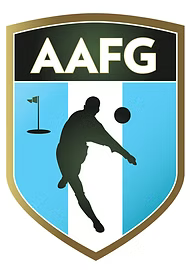 The Argentinian FootGolf Federation back, gold and blue logo.