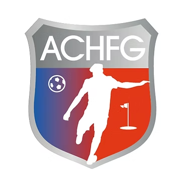 The Association of Chilean FootGolf blue, grey and red logo.