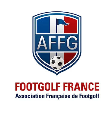 French FootGolf Association blue, red and white logo.