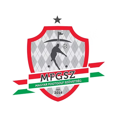 Hungarian FootGolf Federation logo in grey, red, green and white.