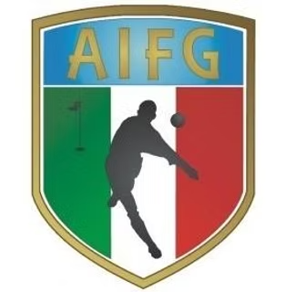 Red, green, white and blue Italian FootGolf Federation logo.