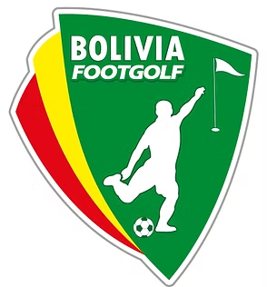 Emblem of Bolivia's FootGolf Association in yellow, green, and red.