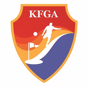 Red, orange and blue KFGA logo