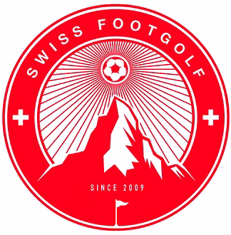 Swiss Footgolf league logo featuring a stylized design in red and grey.